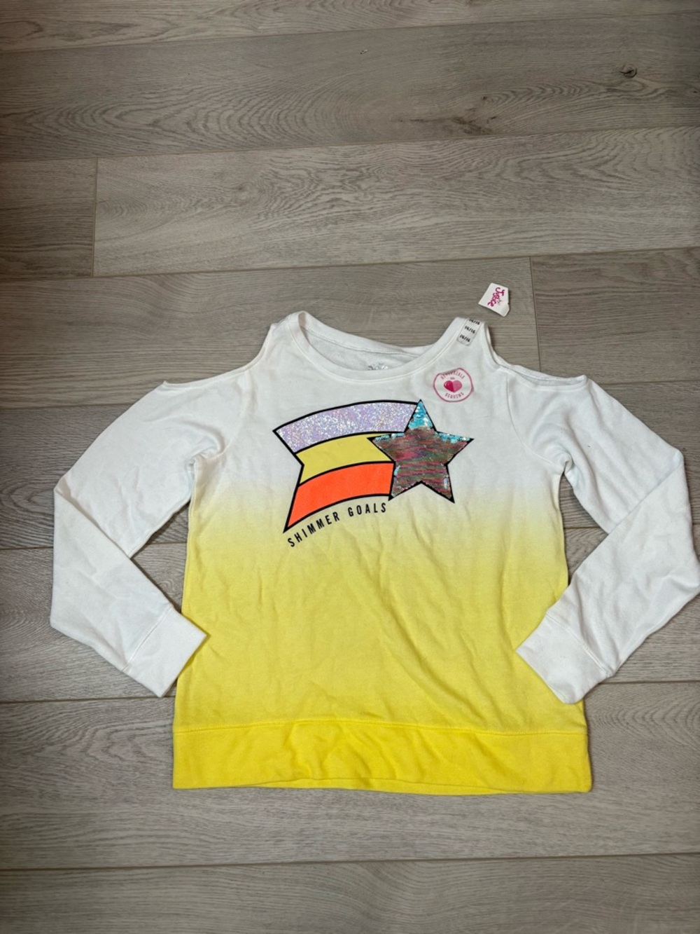 Justice White to Yellow Ombre Long-Sleeve Top with Glitter Star